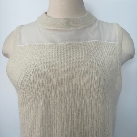 White + Warren Cashmere Silk Sweater Shell Sleeveless Tank Cream | Size Medium - Picture 2 of 8